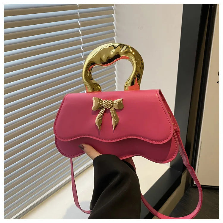 RetroTote Bag Bow PU Leather Handbag Large Capacity Shoulder Bags Candy Color Fashionable Crossbody Bag Droshipping Wholesale