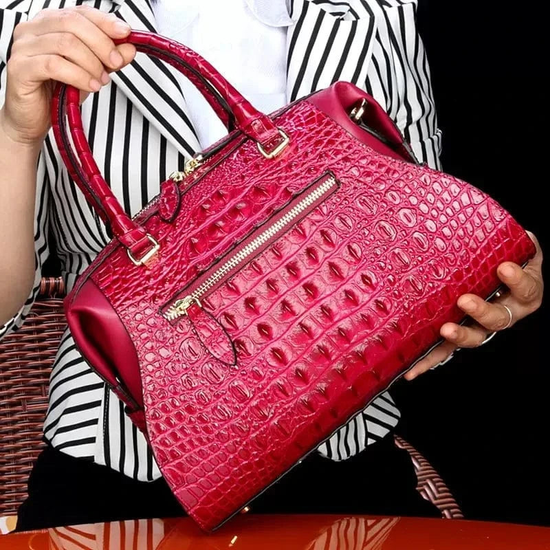 New Crocodile Leather Women's Handbags Luxury Designer Lady Portable Shoulder Messenger Bag Fashion Brand Red Tote Bags 2025 New