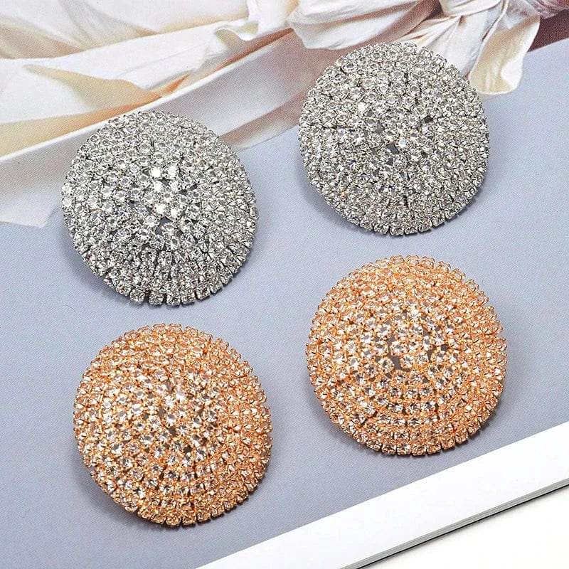 New Arrival Luxury Round Full Dense Crystals Drop Earrings High-Quality Fashion Rhinestone Earring Jewelry Accessories For Women