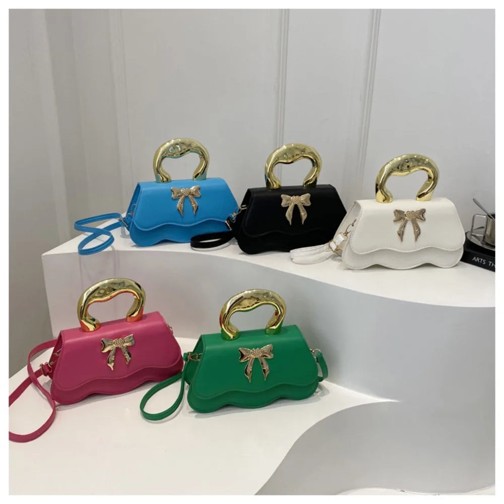 RetroTote Bag Bow PU Leather Handbag Large Capacity Shoulder Bags Candy Color Fashionable Crossbody Bag Droshipping Wholesale