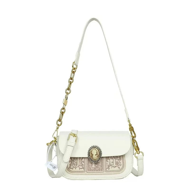 2025 Unique Chain Shoulder Strap Design with Dark Flower Pattern, Exquisite and Elegant Women's Single Shoulder Crossbody Bag