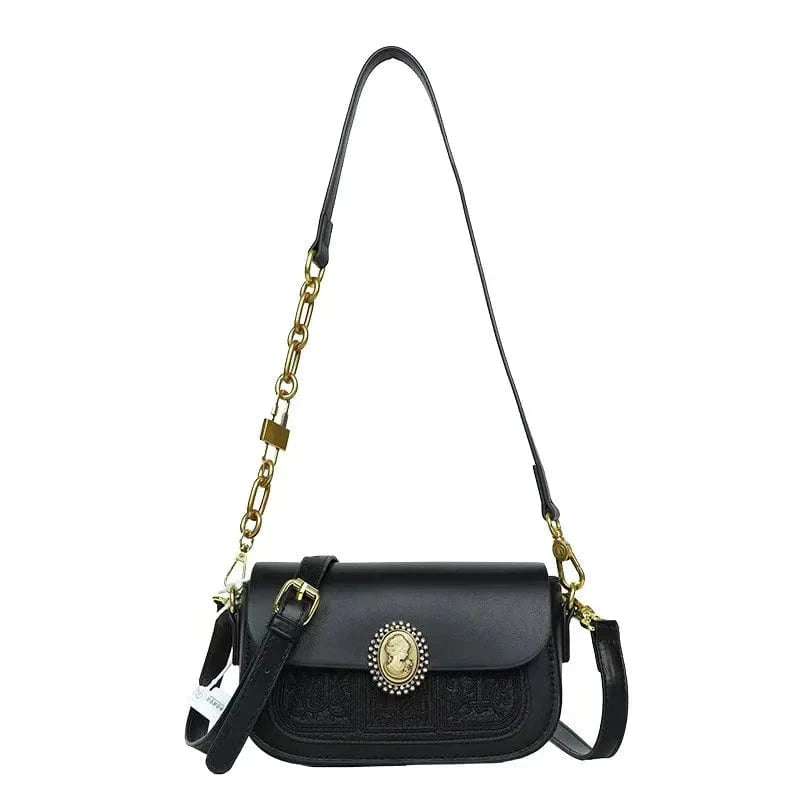2025 Unique Chain Shoulder Strap Design with Dark Flower Pattern, Exquisite and Elegant Women's Single Shoulder Crossbody Bag
