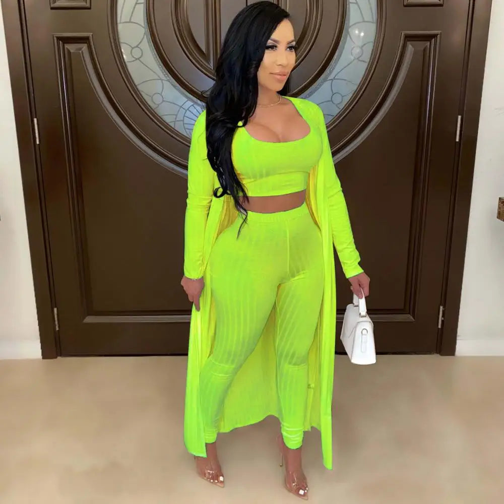 Slim Knit Three Piece Summer Lounge Outfit Set for Women