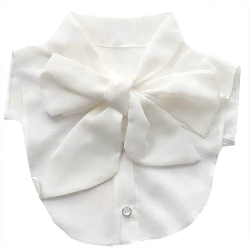 Big Front Bow Tie Fake Collar Women Detachable Collars Chiffon False Collars Woman Decoration Lapel Collar Clothes Accessories