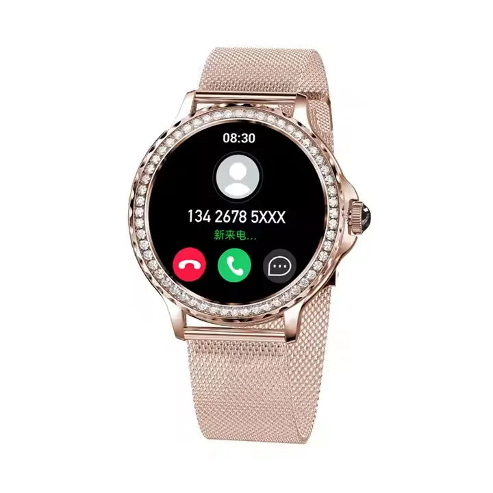 2025 Women Watch 1.3 Inch Alloy Case 360x360 HD Screen BT Call NX19 Smartwatch Elegant Lady Smart Fitness Bracelet