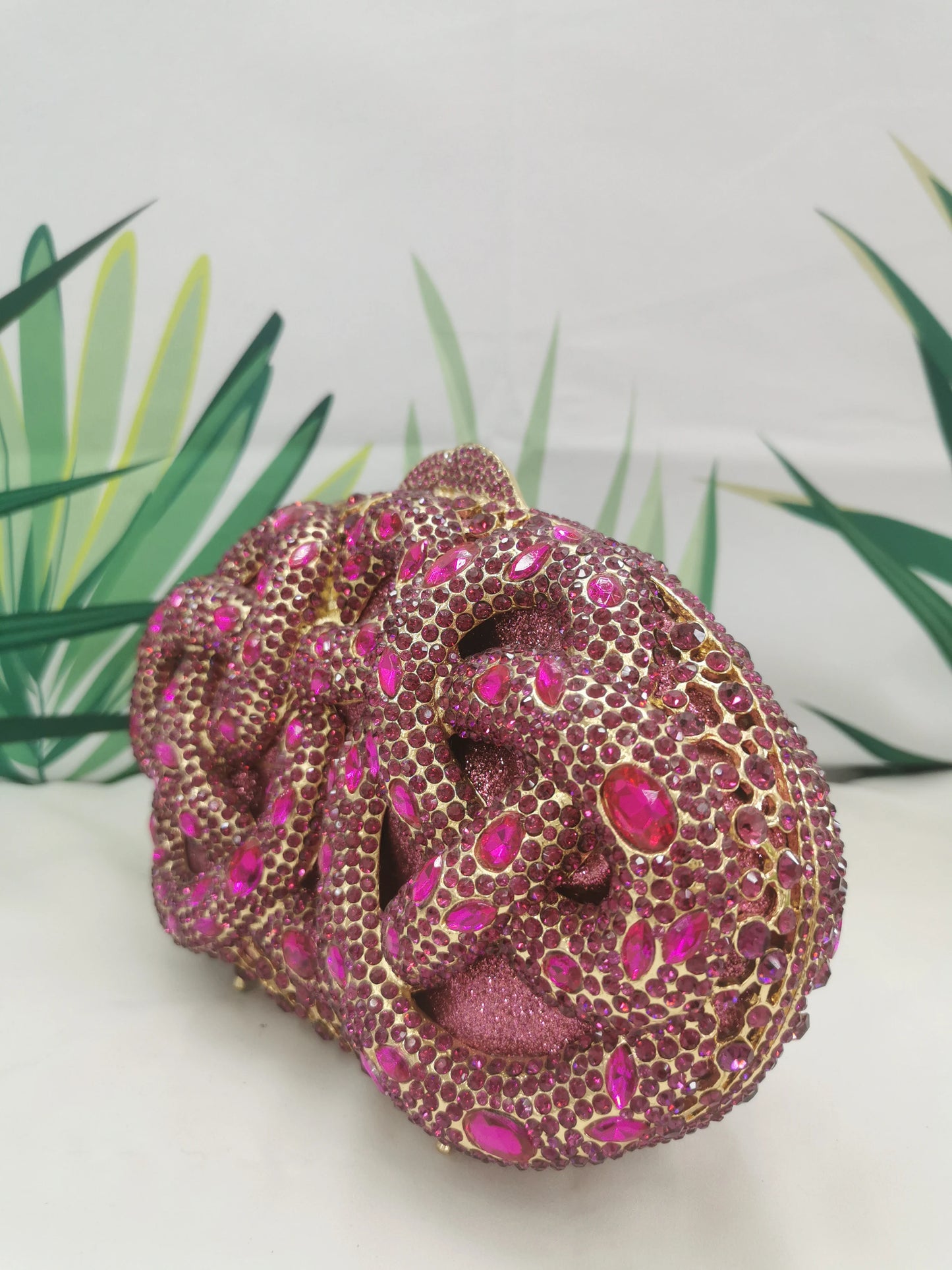 Lady Hot pink/Green/Silver Rhinestone Bags Luxury Fashion Female Diamond Crystal Clutch Elegant Gold Metal Wedding Dinner Purses
