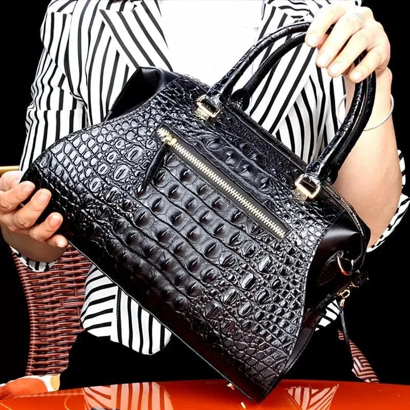 New Crocodile Leather Women's Handbags Luxury Designer Lady Portable Shoulder Messenger Bag Fashion Brand Red Tote Bags 2025 New
