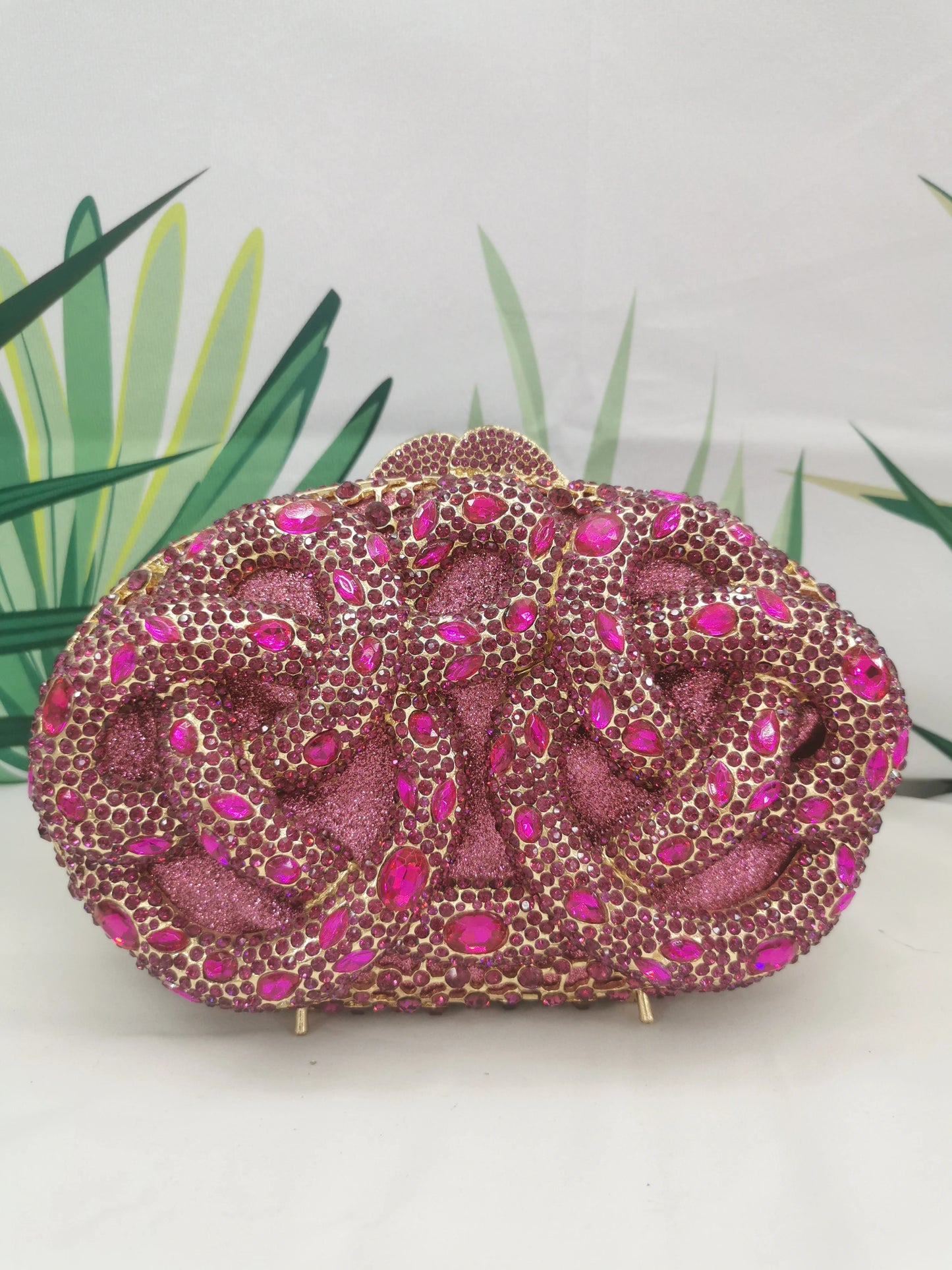Lady Hot pink/Green/Silver Rhinestone Bags Luxury Fashion Female Diamond Crystal Clutch Elegant Gold Metal Wedding Dinner Purses