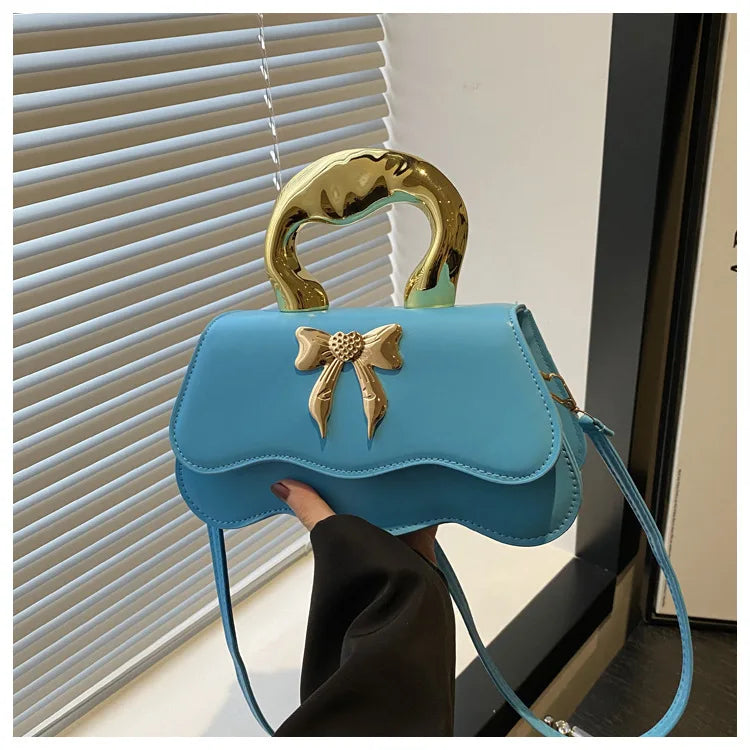 RetroTote Bag Bow PU Leather Handbag Large Capacity Shoulder Bags Candy Color Fashionable Crossbody Bag Droshipping Wholesale