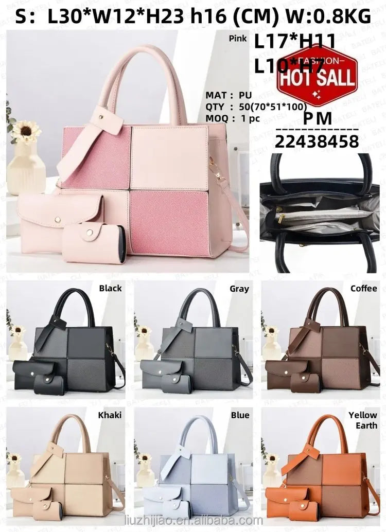 New Three Piece Set High Capacity Women's Bags Fashion Daily Use Casual with Zipper Handbag