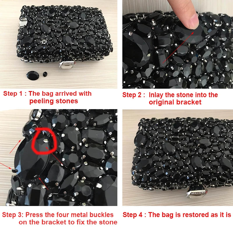 Women Clutch Evening Bag Beaded Crystal Lady Wedding Purse Rhinestones Handbags Silver Black Evening Clutch Bags for Women