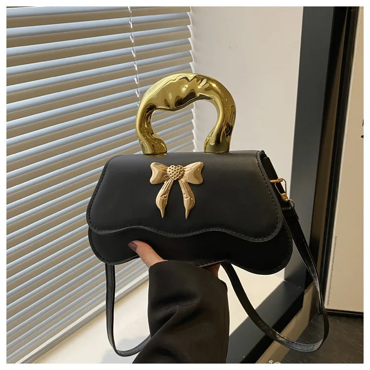 RetroTote Bag Bow PU Leather Handbag Large Capacity Shoulder Bags Candy Color Fashionable Crossbody Bag Droshipping Wholesale