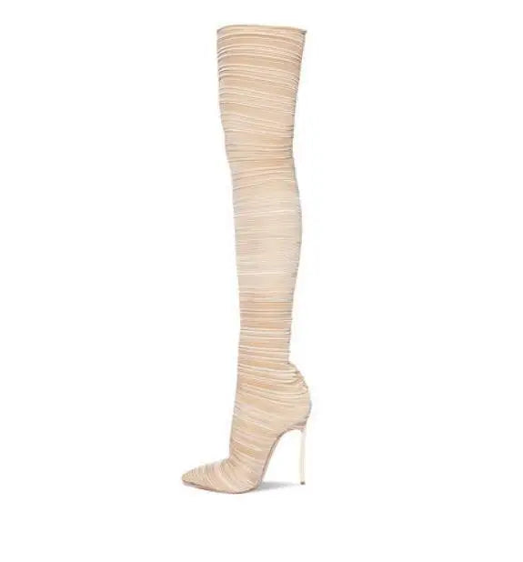 Spiral Pattern Stiletto Over The Knee Boots for Women