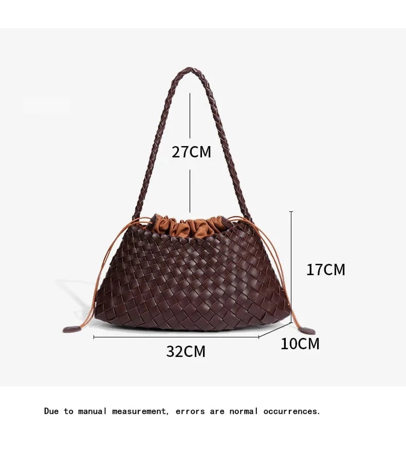 2025 Summer Luxury Woven Shoulder Bags for Ladies Fashion Handmade Woven Casual Braided Tote Hand Bag with Drawstring Purse