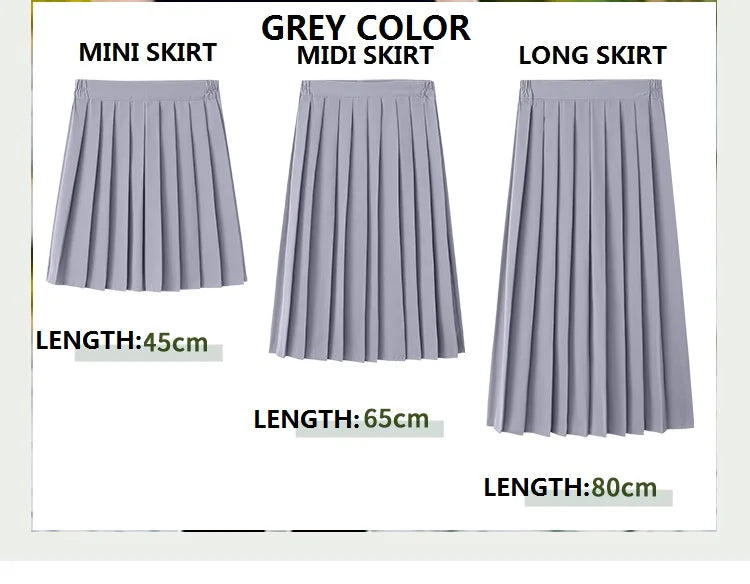 Preppy Black XS - 5XL Pleated Mini Skirt Short Women Summer Autumn Uniform High Waisted Skirts Knee Length Saia Feminina
