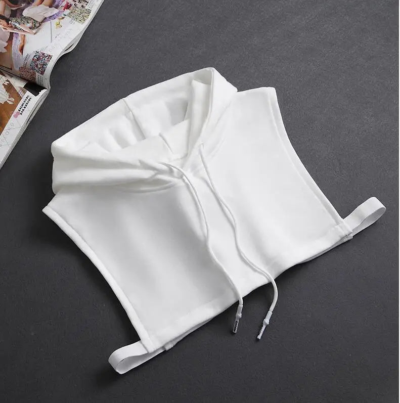 Hooded Detachable Women Shirt Fake Collar Stripe False Collars Woman Warm Half Shirt Women Black White Clothes Shirt Accessories