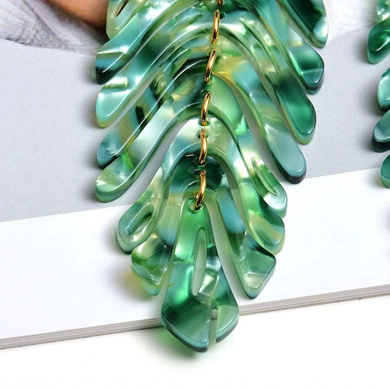 Statement Acrylic Long Earrings Fashion Trend Leaf-Shaped Drop Earring Fine Jewelry Accessories For Women Wholesale