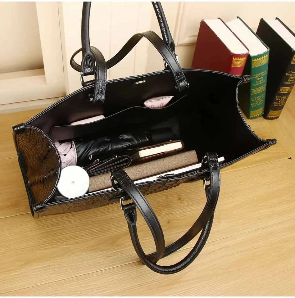 Luxury Handbag Real Cowhide Crocodile Pattern Fashion Handbag Women's Leather Women Bags Designer Handbags Quality Women's Bag