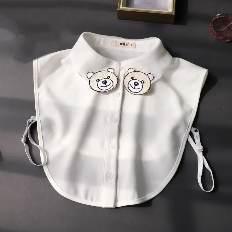 Big Front Bow Tie Fake Collar Women Detachable Collars Chiffon False Collars Woman Decoration Lapel Collar Clothes Accessories