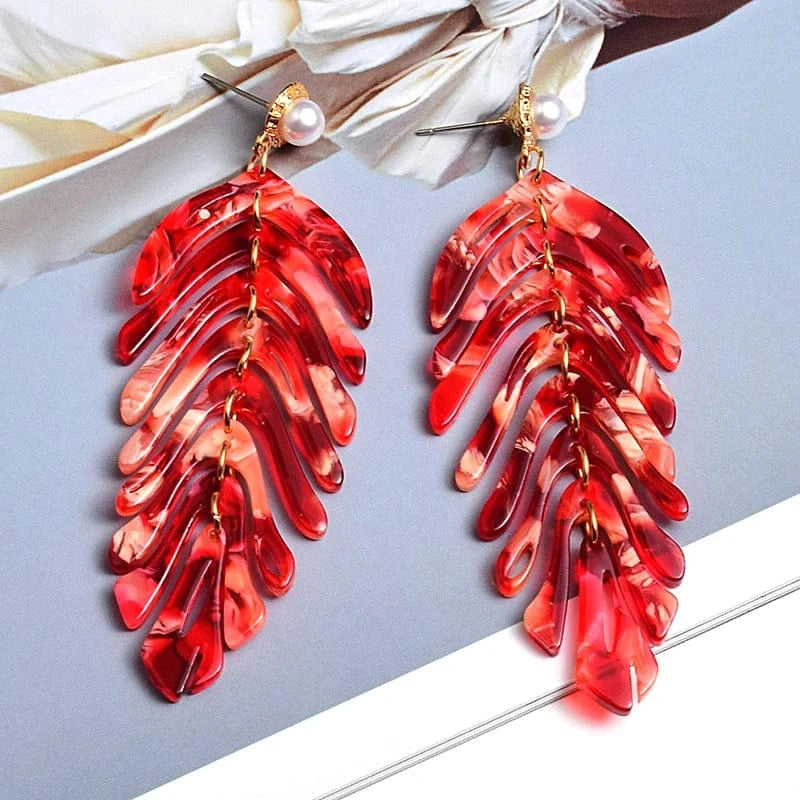 Statement Acrylic Long Earrings Fashion Trend Leaf-Shaped Drop Earring Fine Jewelry Accessories For Women Wholesale