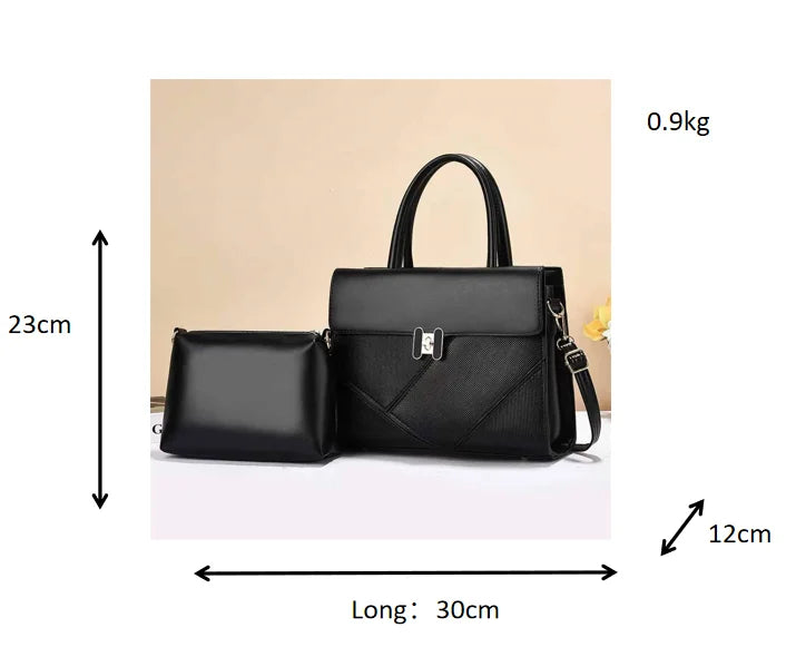 Women's New Style Large Capacity Zipper Shoulder Bag Simple Solid Color Two-Piece Handheld Polyester Feathers Pearl