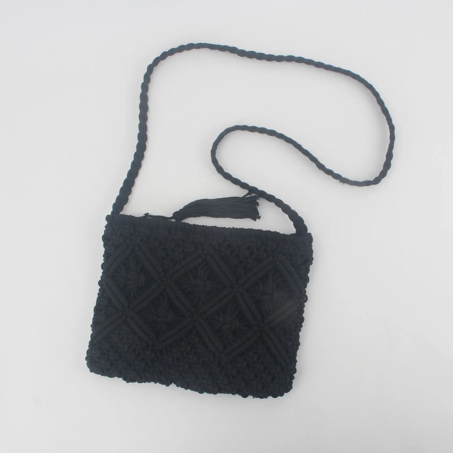 Women's Bohemian Style Handmade Woven Tassel Causal Cotton Crochet Clutch Bags Woven Straw Bag Purse Handbags Summer Beach Bag