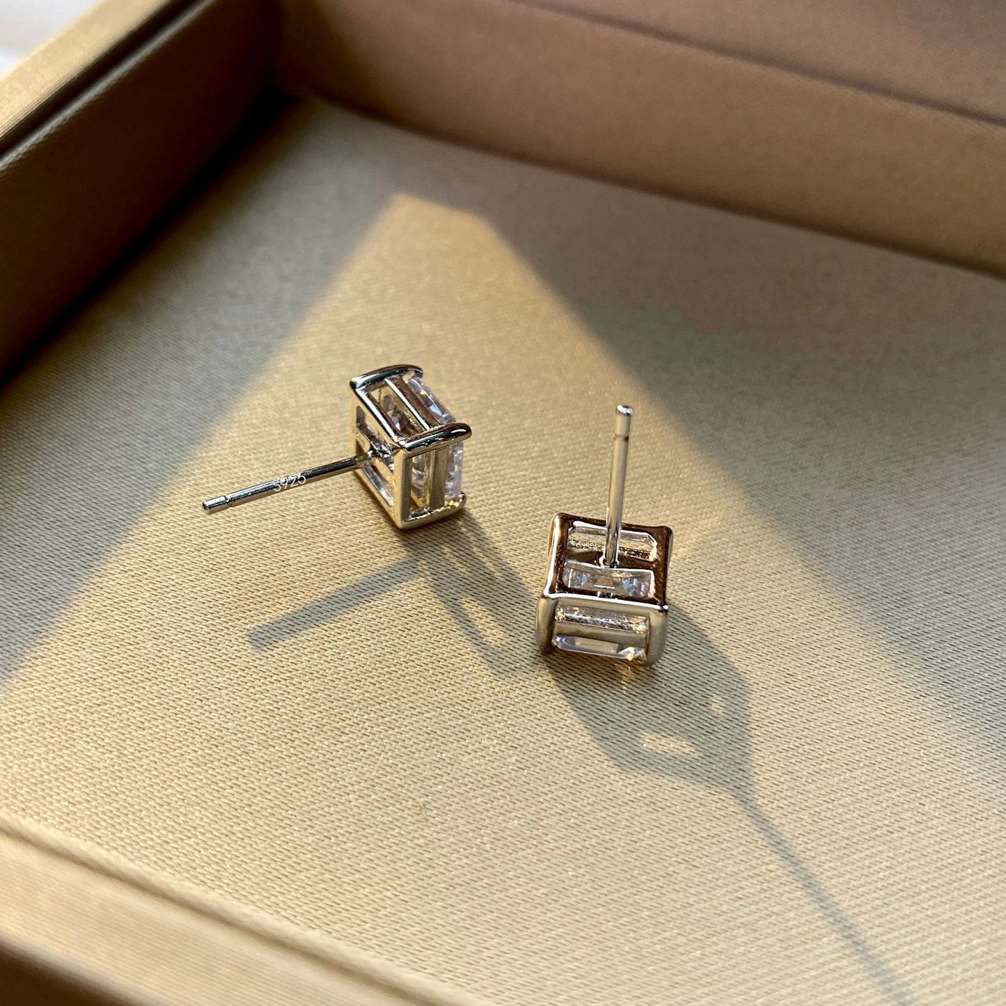 Diamond Stud Earrings Asscher Cut 7x7mm Classic Style