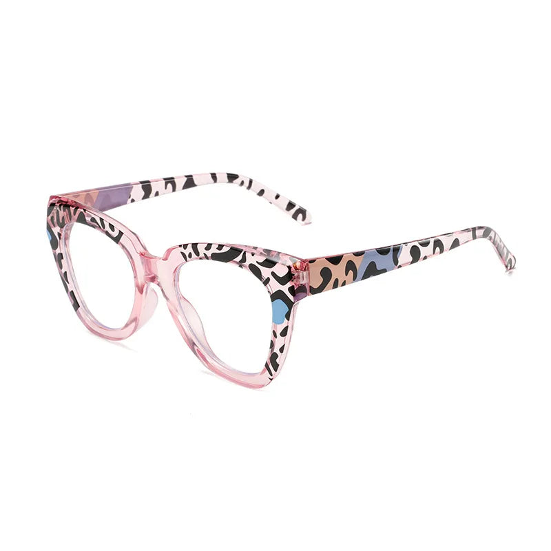 Custom Logo Oversized Leopard Print Frame Reading Glasses Square Anti Blue Light Reading Glasses for Women 2024