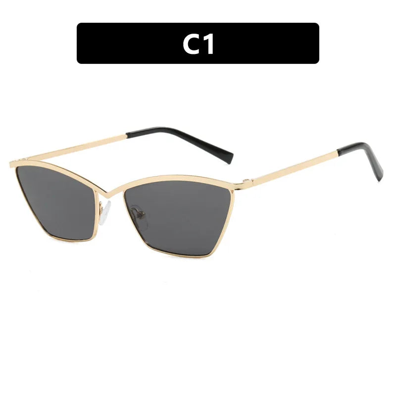 Trendy Lens Cat Eye Sun Glasses Fashion Small Rimless Female Metal Sunglasses Famous Brands Shades Sunglasses for Women and Men