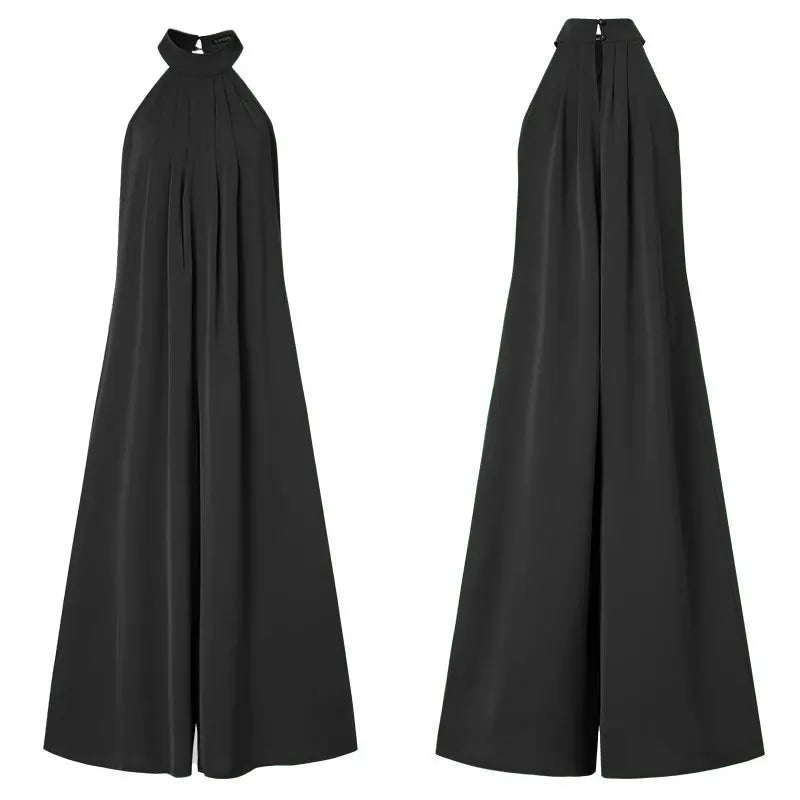 ZANZEA 2024 Summer Women Party Elegant Jumpsuits Wide Leg Rompers Solid Color Wide Leg Playsuits Holiday Chic Sleeveless Overall
