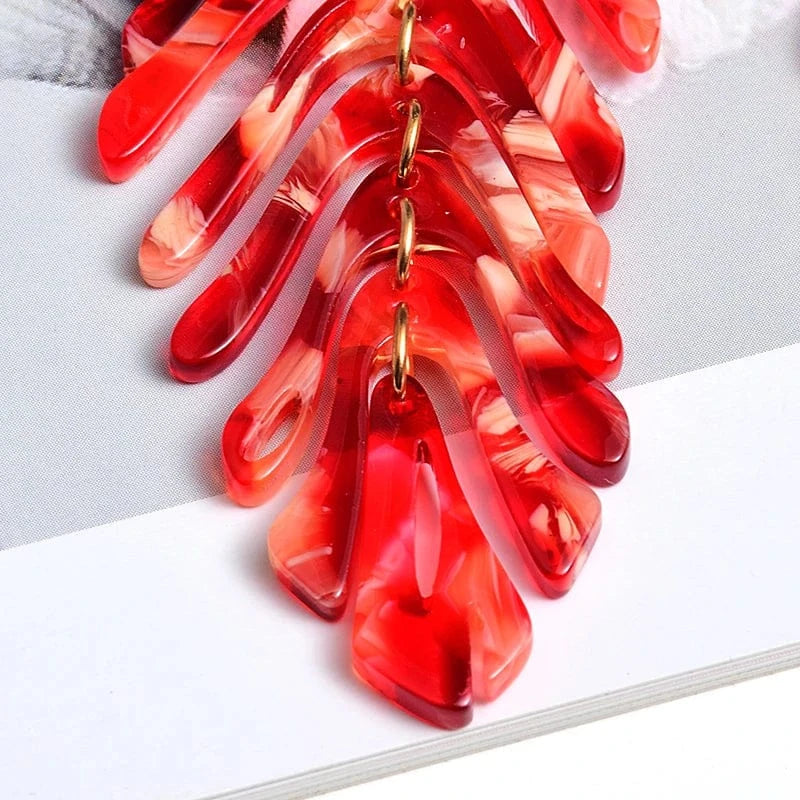 Statement Acrylic Long Earrings Fashion Trend Leaf-Shaped Drop Earring Fine Jewelry Accessories For Women Wholesale