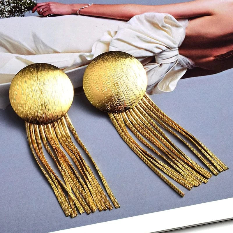 New Arrival Long Gold Color Metal Chain Tassel Earrings High-Quality Fashion Jewelry Accessories For Women Wholesale