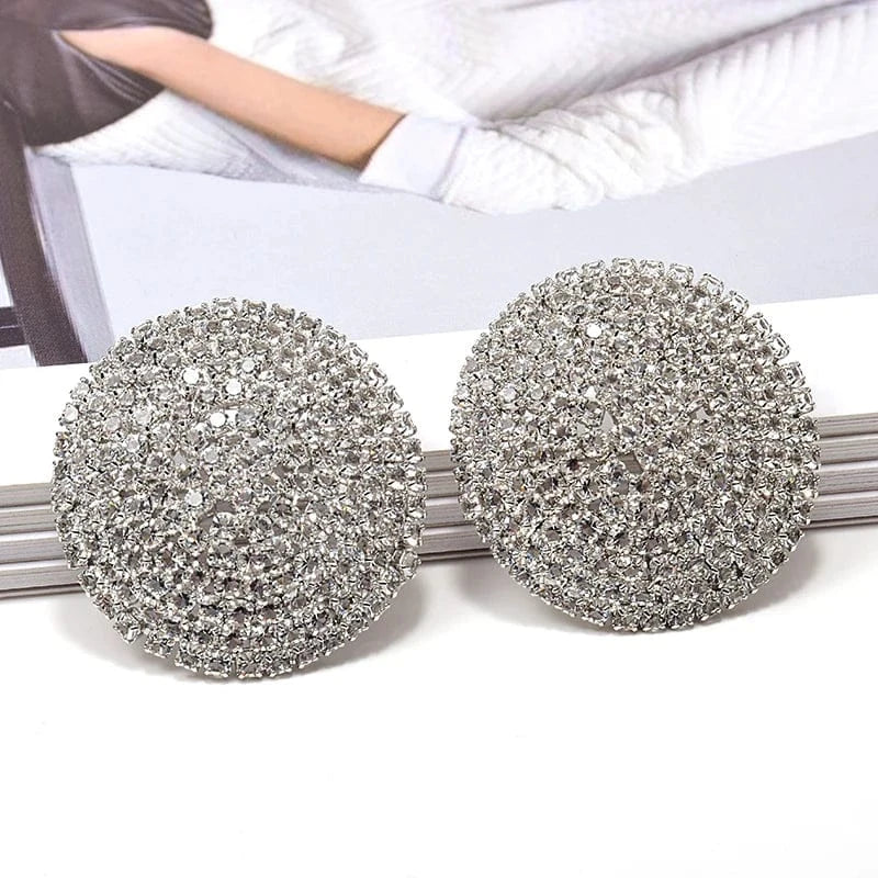 New Arrival Luxury Round Full Dense Crystals Drop Earrings High-Quality Fashion Rhinestone Earring Jewelry Accessories For Women