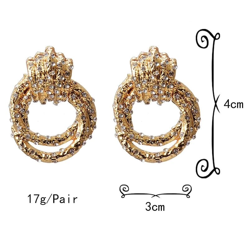 New Irregular Metal Gold Color Dangle Drop Earrings High-Quality Fashion Ctystals Jewelry Accessories For Women Wholesale