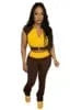 2025 New Women Spring Summer Outfit Set - Round Neck Zipper Tank Top + High Waist Flare Long Pants (Dropshipping/Wholesale)