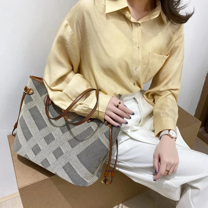 2025 New Casual Fashion Canvas Tote Bag Large Capacity Women's Handbag New Simple Style Travel Bag Fitness Bag