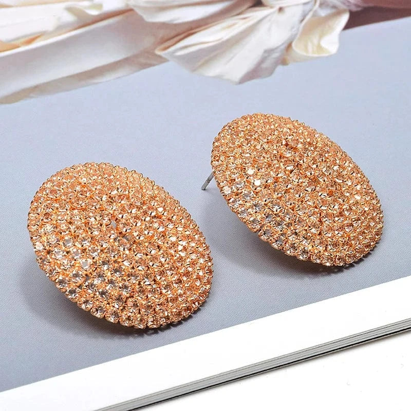 New Arrival Luxury Round Full Dense Crystals Drop Earrings High-Quality Fashion Rhinestone Earring Jewelry Accessories For Women