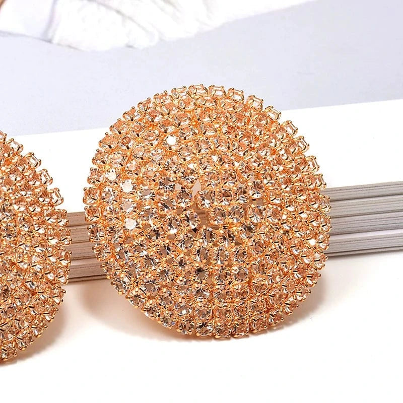 New Arrival Luxury Round Full Dense Crystals Drop Earrings High-Quality Fashion Rhinestone Earring Jewelry Accessories For Women