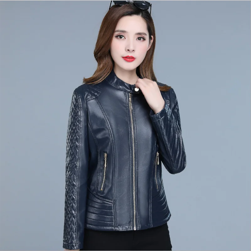Slim Fit Cropped Faux Leather Coat