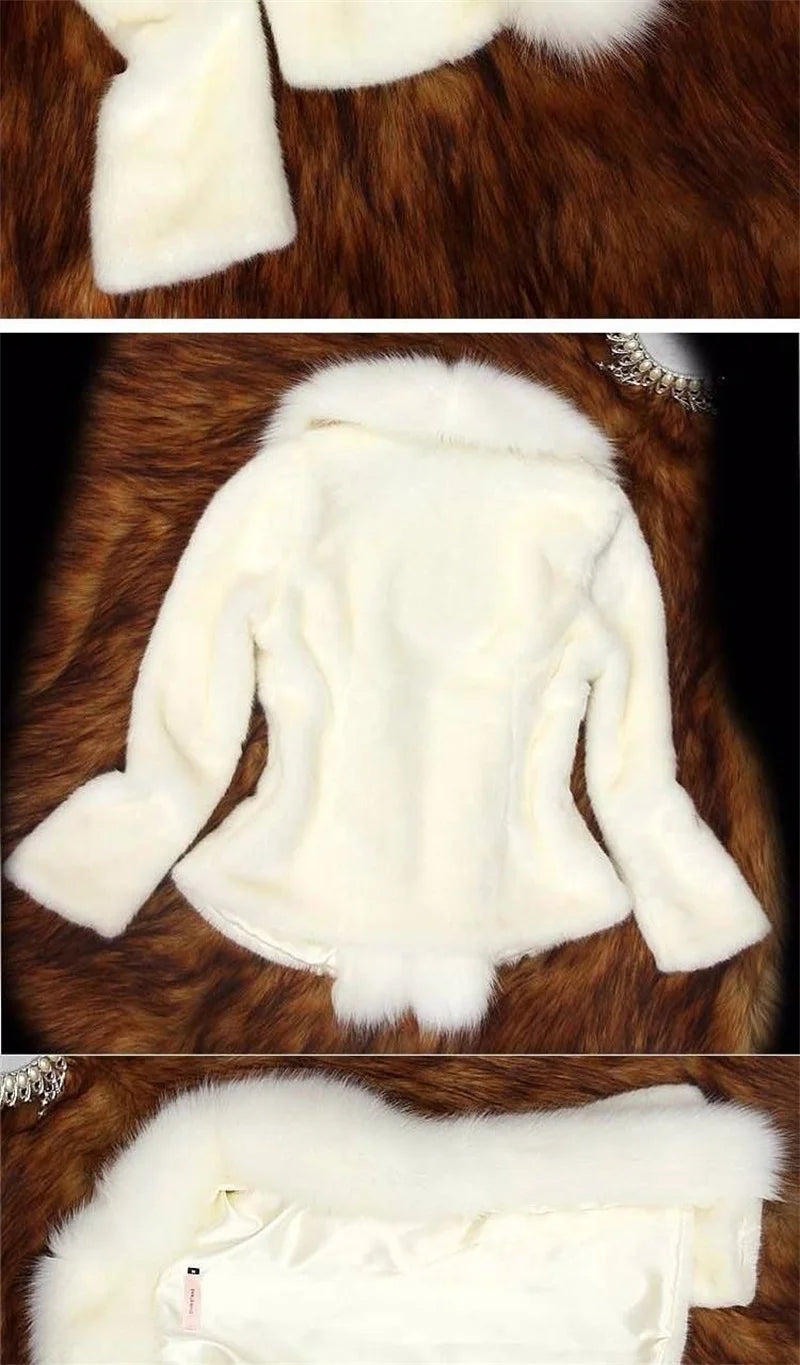 White Faux Fur Coat Women's Short Autumn/Winter 2021 New Imitation Fur Fox Fur Collar Slim Jacket Women Clothes Jacket Female