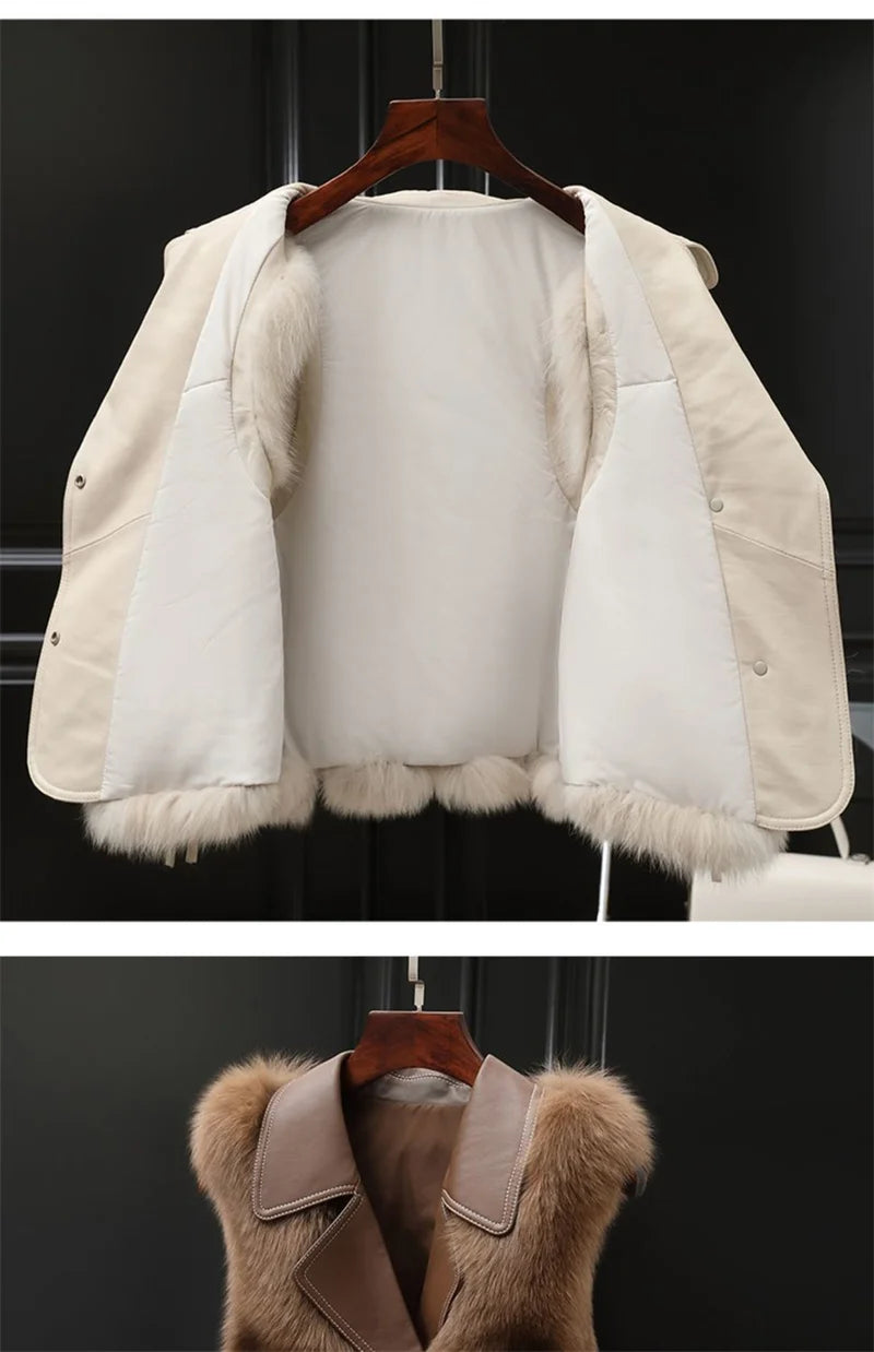 High Quality Imitation Fox Fur Vest Jacket Women Fur Vest Jacket 2024 Winter Waistcoat Short Fur Vest Female Vestcoat Sleeveless