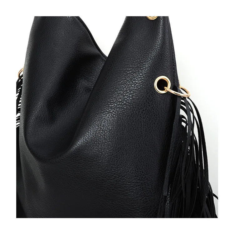 Rivet Tassel Large Capacity Crossbody Shoulder Bag for Women