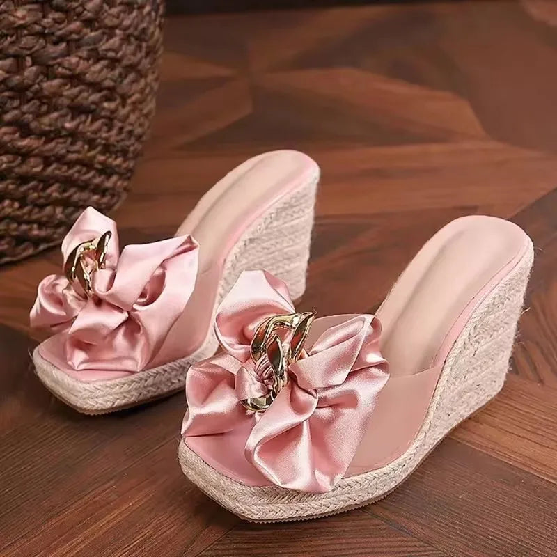 2025 New Style Designer Luxury Ladies Slippers Shoes Bag Set High Quality Women Pumps Chain Sandals Shoes Purse Set