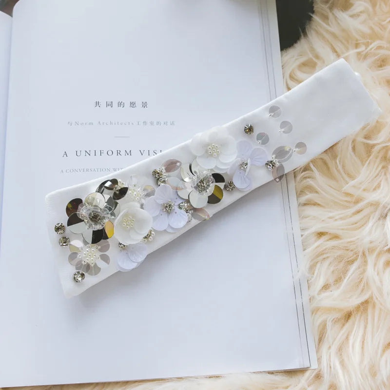 Fashion Women Sequins Detachable Collars Faux White Black False Collars Woman Tie Fashion Removable Diamond Fake Collar Women