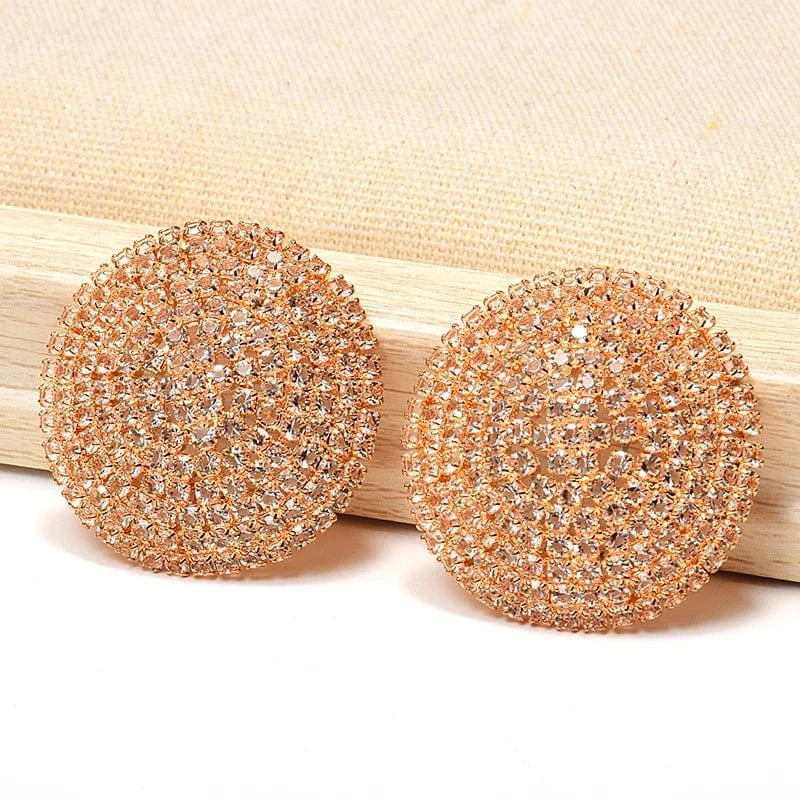 New Arrival Luxury Round Full Dense Crystals Drop Earrings High-Quality Fashion Rhinestone Earring Jewelry Accessories For Women