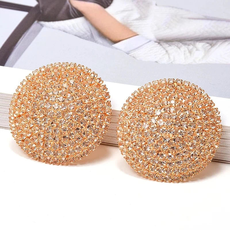 New Arrival Luxury Round Full Dense Crystals Drop Earrings High-Quality Fashion Rhinestone Earring Jewelry Accessories For Women