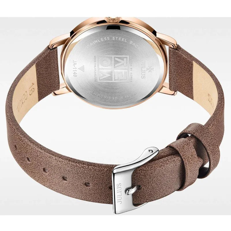 New Simple Lady Women's Watch Miyota Mov't Fine Fashion Hours Bracelet Simple Real Leather Clock Girl's Birthday Gift Julius Box