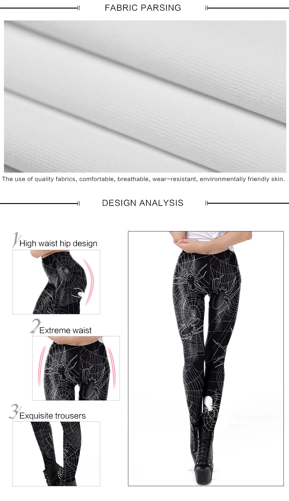 FCCEXIO Halloween Women Leggings Soft Elastic Workout Push Up Pants Spider Web Print Fitness Leggings 3D Trousers Punk Pants