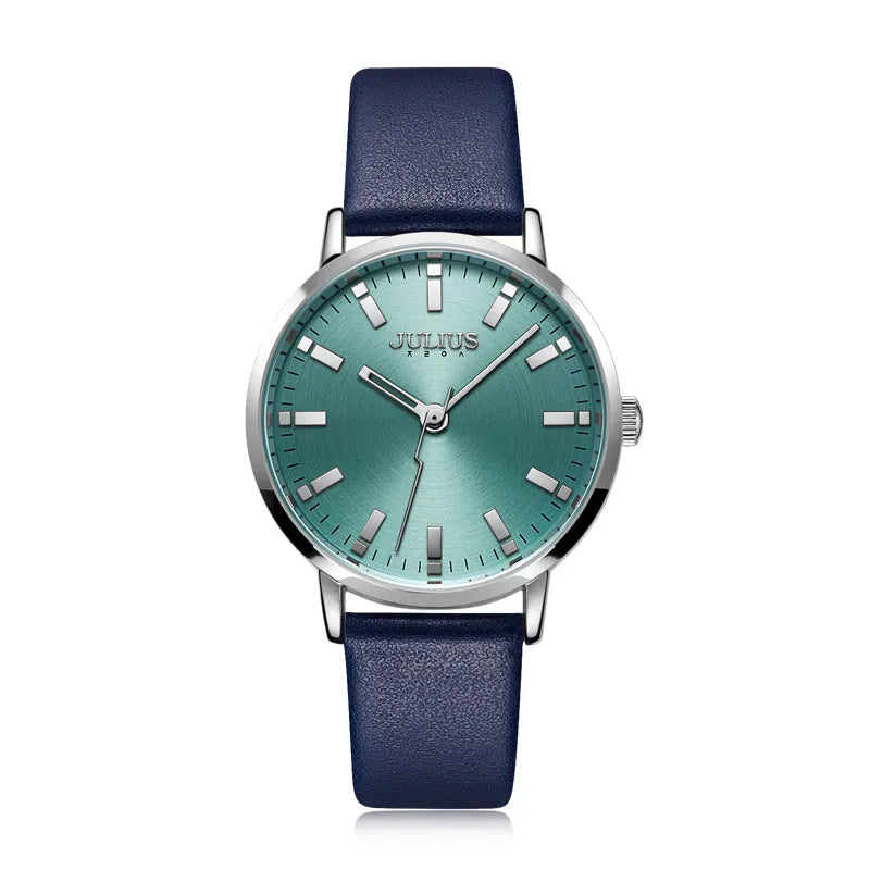 New Simple Lady Women's Watch Miyota Mov't Fine Fashion Hours Bracelet Simple Real Leather Clock Girl's Birthday Gift Julius Box