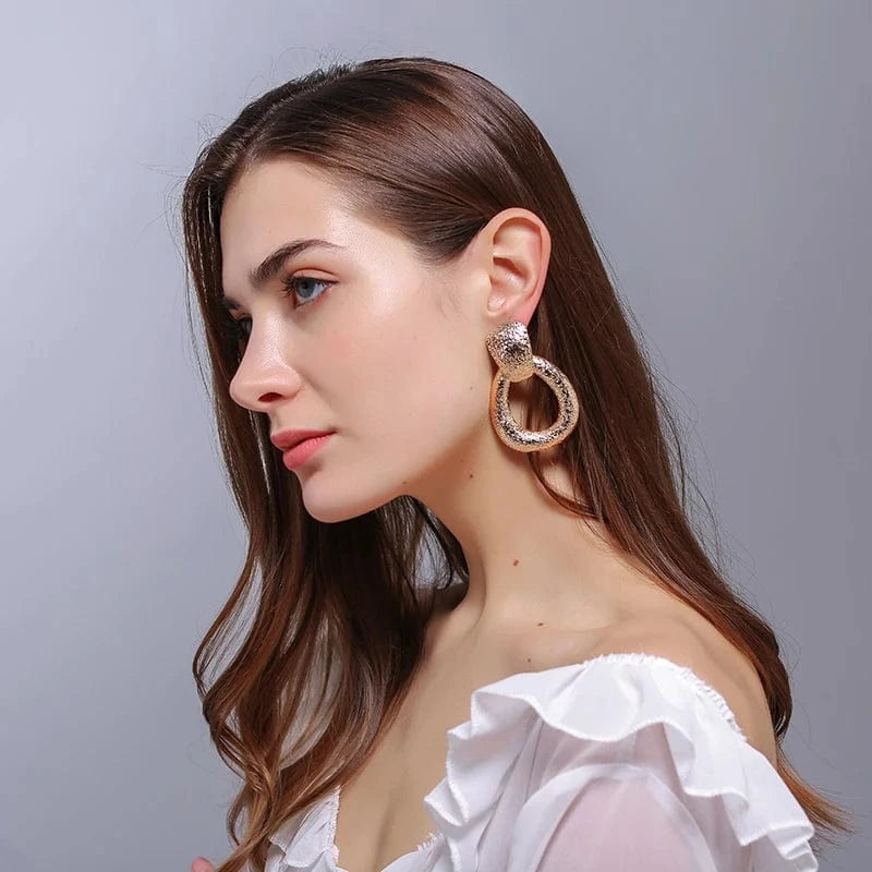 Wholesale Gold Color Metal Drop Earrings Fine Jewelry Accessories Hanging Dangle Long Pendientes Bijoux For Women Christmas Gift